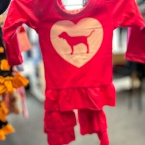 Pink Dog Heart Ruffle pants outfit